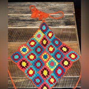 Colorful Crochet Square with Tassels